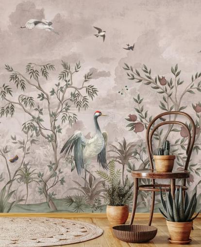 pink floral wallpaper mural with birds for bedroom pink floral wallpaper mural with birds for bedroom