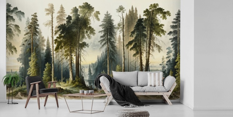 grønn skog tapet for kontor