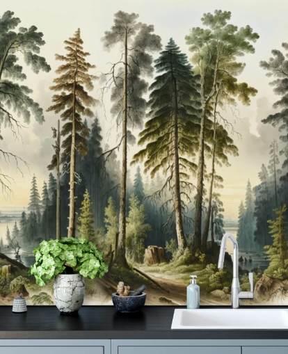 green tree wallpaper mural green tree wallpaper mural