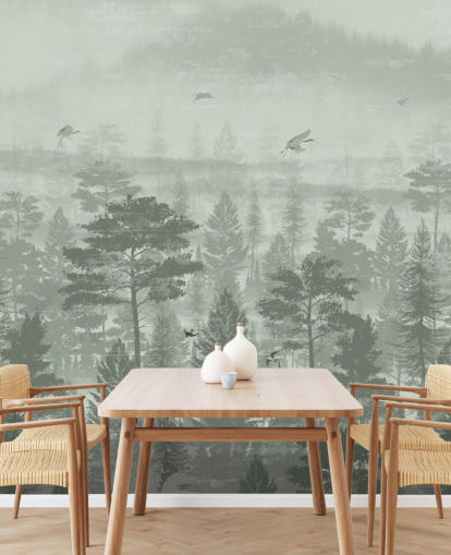 papier peint forêt verte avec oiseaux pour chambre papier peint forêt verte avec oiseaux pour chambre