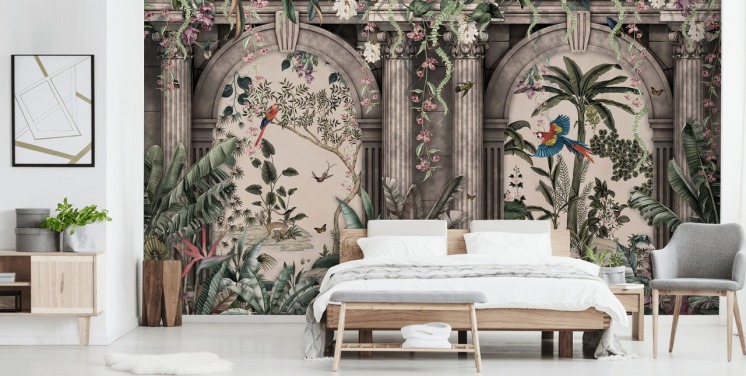 papel de parede da selva com fachada