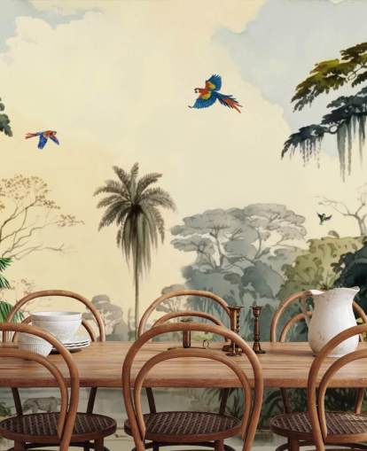 green jungle wallpaper mural with birds for bedroom green jungle wallpaper mural with birds for bedroom