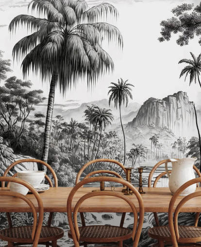 Jungle Wallpaper in Monochrome Jungle Wallpaper in Monochrome