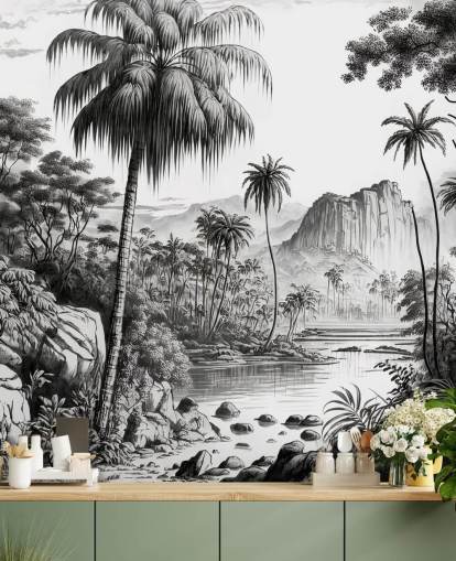 Jungle Wallpaper in Monochrome Jungle Wallpaper in Monochrome