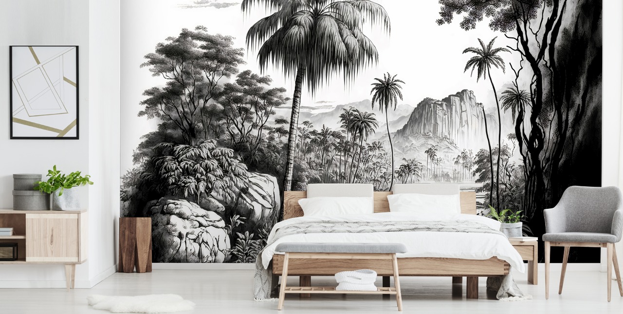 Jungle Bakgrunn i monokrom