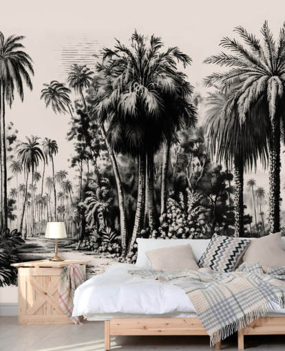 sort og hvid jungle tapet vægmaleri til soveværelse sort og hvid jungle tapet vægmaleri til soveværelse