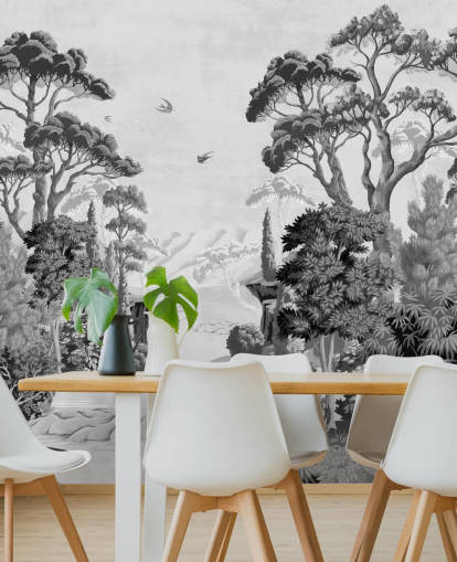 papier peint monochrome paysage de jungle papier peint monochrome paysage de jungle