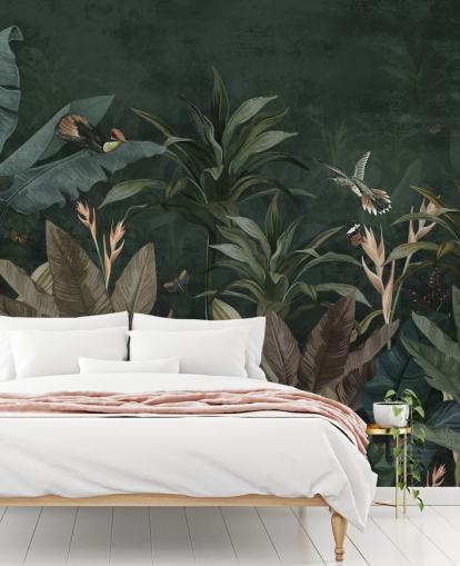Mural de papel de parede Dark Leafy Jungle Mural de papel de parede Dark Leafy Jungle
