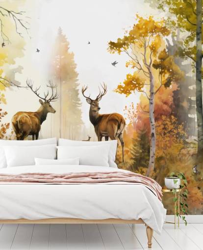 Illustration of twin Stags wallpaper Illustration of twin Stags wallpaper