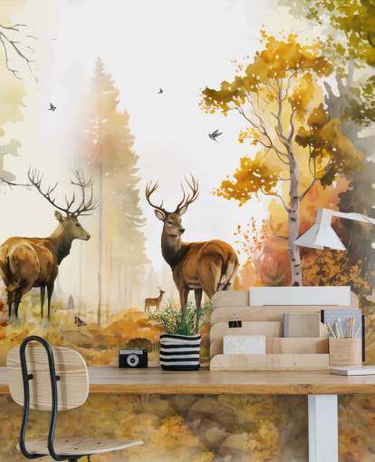 Illustration of twin Stags wallpaper Illustration of twin Stags wallpaper