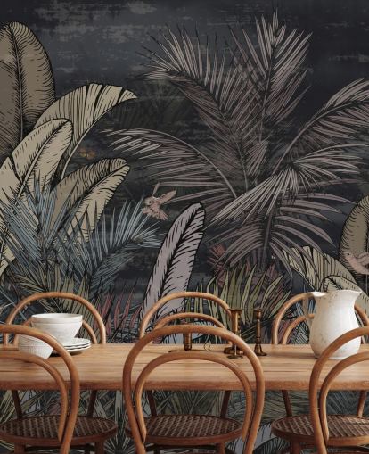 tropical evergreens at night wall mural tropical evergreens at night wall mural