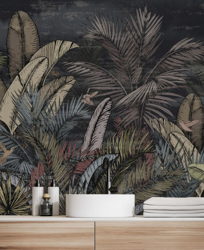 tropiske eviggrønne om natten veggmaleri tropiske eviggrønne om natten veggmaleri