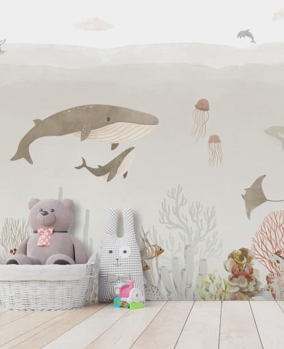 Kids Sea Life Mural in brown Kids Sea Life Mural in brown