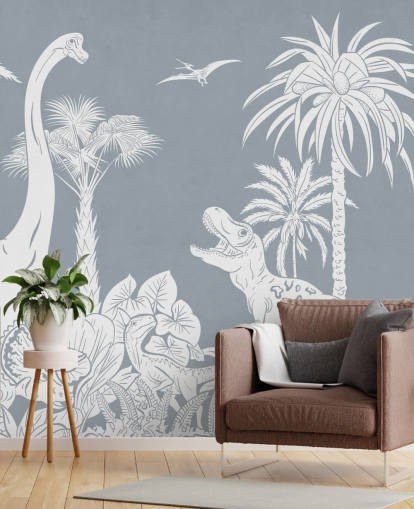 mural de papel pintado de dinosaurio azul mural de papel pintado de dinosaurio azul