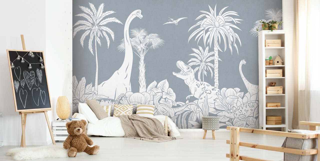 blå dinosaur tapet veggmaleri blå dinosaur tapet veggmaleri