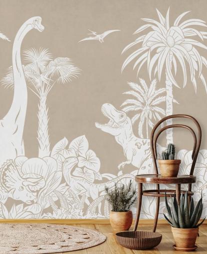 mural de papel pintado de dinosaurio marrón mural de papel pintado de dinosaurio marrón