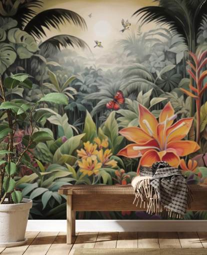 Colourful Jungle Wallpaper Mural Colourful Jungle Wallpaper Mural