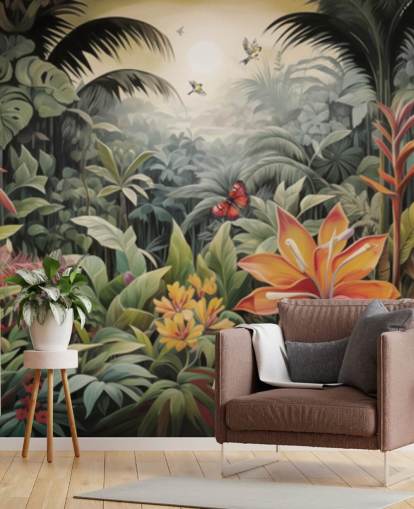 Colourful Jungle Wallpaper Mural Colourful Jungle Wallpaper Mural