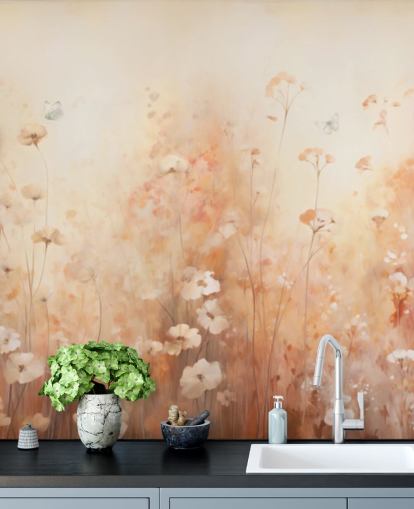 Butterflies in Wild Flowers Wall Mural Butterflies in Wild Flowers Wall Mural