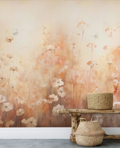 Butterflies in Wild Flowers Wall Mural Butterflies in Wild Flowers Wall Mural