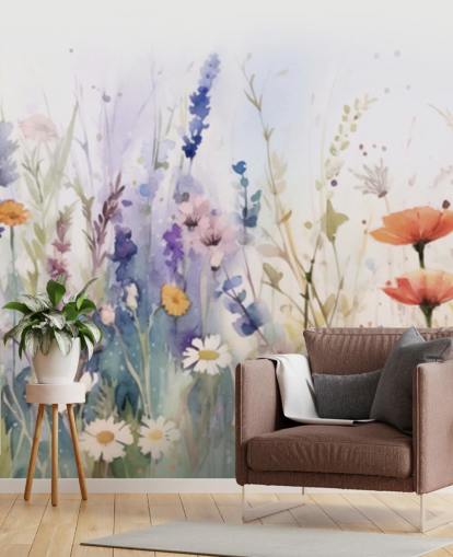 fargerikt blomstrende blomsterveggmaleri fargerikt blomstrende blomsterveggmaleri