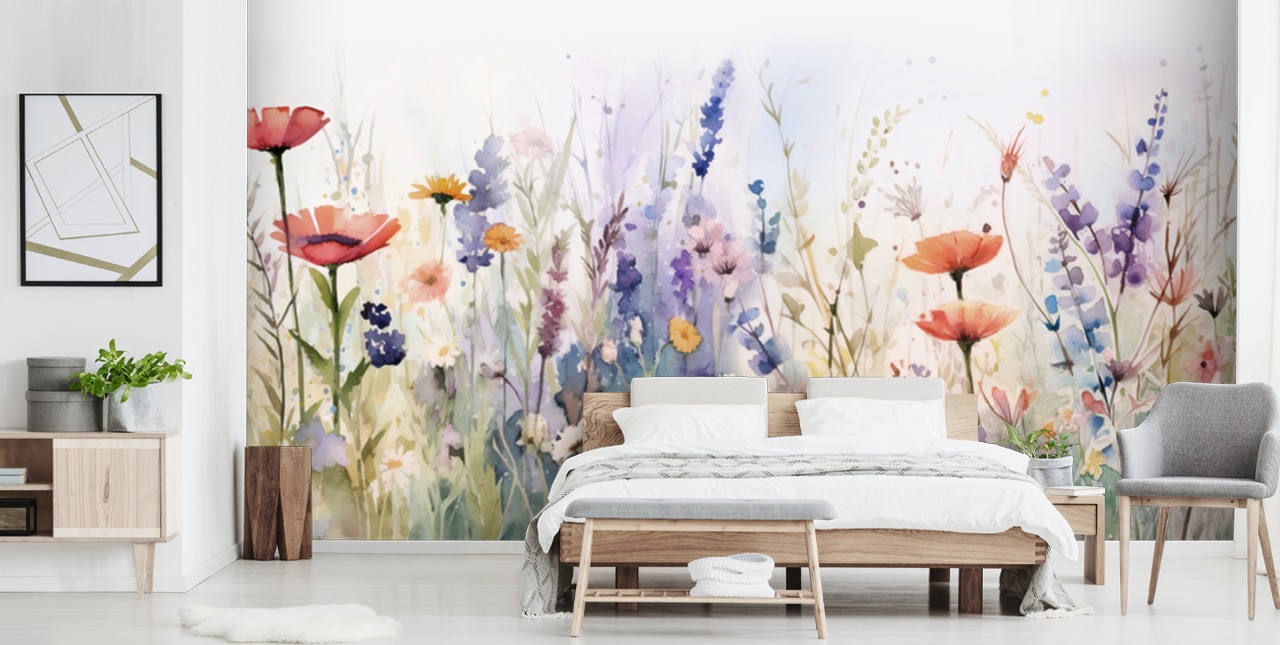 colourful blossoming flower wall mural