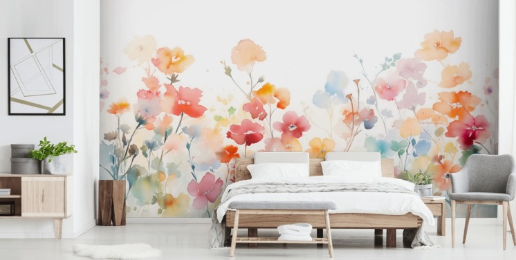 colourful floral wallpaper wall mural