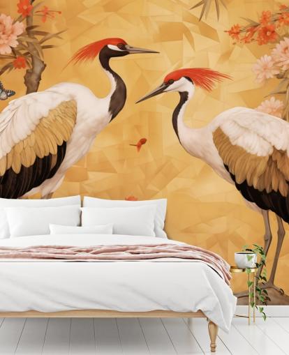 Des grues dansent dans la forêt japonaise Des grues dansent dans la forêt japonaise