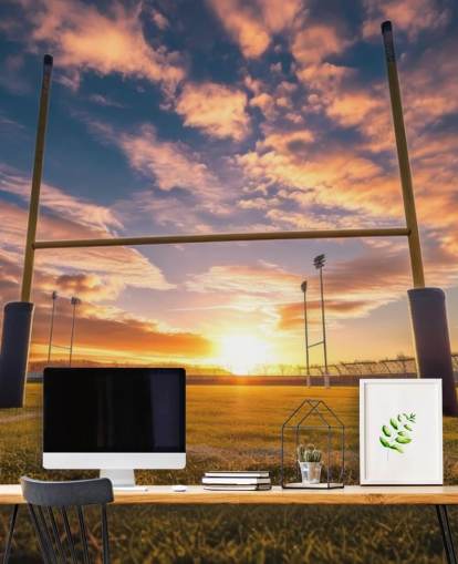 custom rugby wallpaper mural called Rugby Goal Posts for child's bedroom custom rugby wallpaper mural called Rugby Goal Posts for child's bedroom