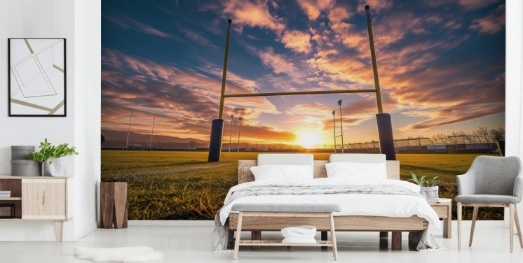 tilpasset rugby tapet veggmaleri kalt Rugby Goal Posts for barnets soverom