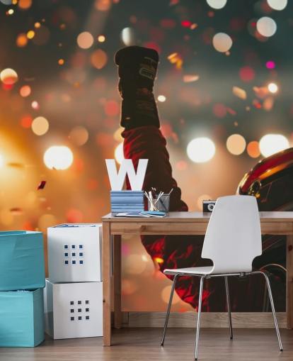 rød og orange tilpasselig amerikansk motorsport tapetmaleri kaldet Race Winner til børns soveværelser rød og orange tilpasselig amerikansk motorsport tapetmaleri kaldet Race Winner til børns soveværelser