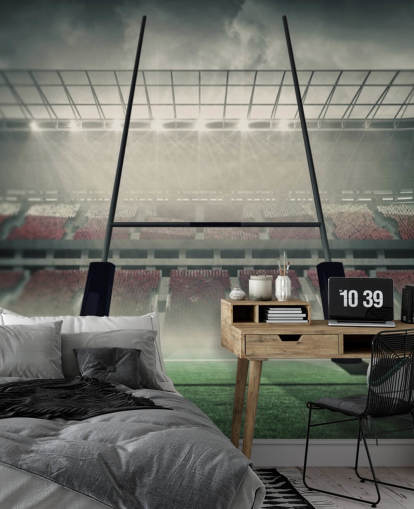 custom rugby wallpaper mural called Placing the Ball for child's bedroom or gym custom rugby wallpaper mural called Placing the Ball for child's bedroom or gym