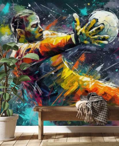 colourful football wall mural called Football Goalkeeper Illustration for children's bedrooms colourful football wall mural called Football Goalkeeper Illustration for children's bedrooms