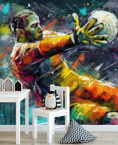 colourful football wall mural called Football Goalkeeper Illustration for children's bedrooms colourful football wall mural called Football Goalkeeper Illustration for children's bedrooms