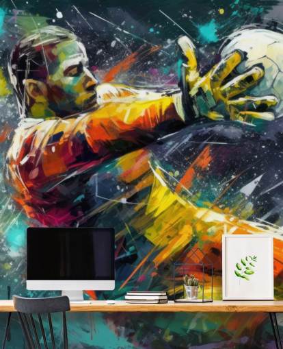 colorido mural de pared de fútbol llamado Football Goalkeeper Illustration para dormitorios infantiles colorido mural de pared de fútbol llamado Football Goalkeeper Illustration para dormitorios infantiles