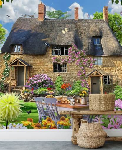 papier peint mural coloré personnalisé appelé Bakers Cottage par Howard Robinson pour les maisons de retraite papier peint mural coloré personnalisé appelé Bakers Cottage par Howard Robinson pour les maisons de retraite