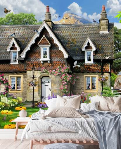 papier peint coloré personnalisé appelé Hillside Cottage par Howard Robinson pour les maisons de retraite papier peint coloré personnalisé appelé Hillside Cottage par Howard Robinson pour les maisons de retraite