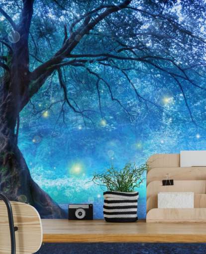 Papier Peint Forêt Bleue avec Arbre Papier Peint Forêt Bleue avec Arbre