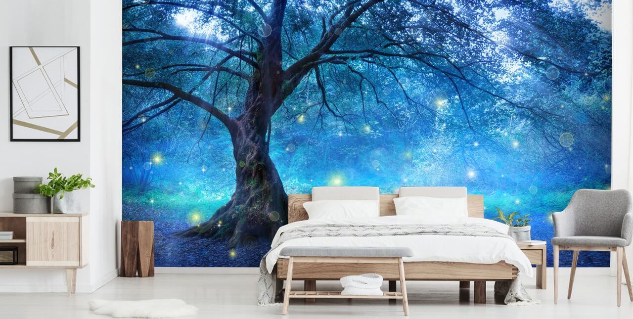 Blue Forest with Tree Wallpaper Blue Forest with Tree Wallpaper