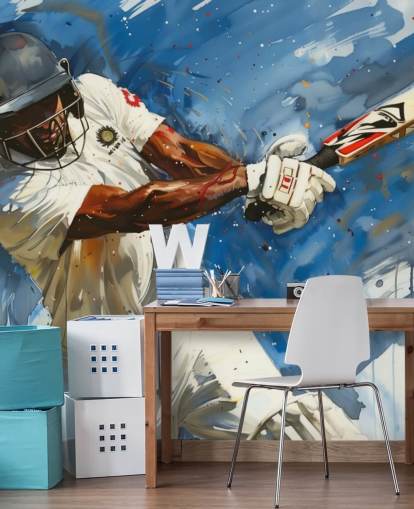 cricket tapetmaleri kaldet Big Cricket Shot til børns soveværelse og virksomheder cricket tapetmaleri kaldet Big Cricket Shot til børns soveværelse og virksomheder