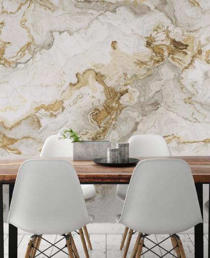 mural de papel pintado de mármol blanco y dorado llamado White Marble With Gold Streaks para comedores, baños y cocinas mural de papel pintado de mármol blanco y dorado llamado White Marble With Gold Streaks para comedores, baños y cocinas