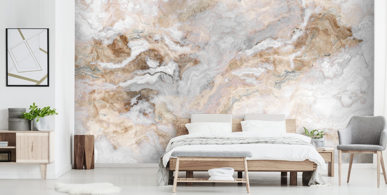grijze en witte marmeren muurschildering genaamd Grey and White Marble voor keukens, badkamers en eetkamers