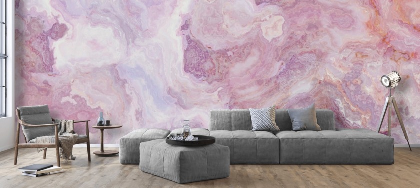 pink and purple marble wallpaper mural called Pink and Purple Swirl for kitchens, bathrooms and teen's bedrooms