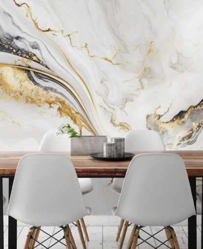 carta da parati murale in marmo bianco, oro e nero chiamato White, Gold and Black Ink Marble per bagni, sale da pranzo e cucine carta da parati murale in marmo bianco, oro e nero chiamato White, Gold and Black Ink Marble per bagni, sale da pranzo e cucine