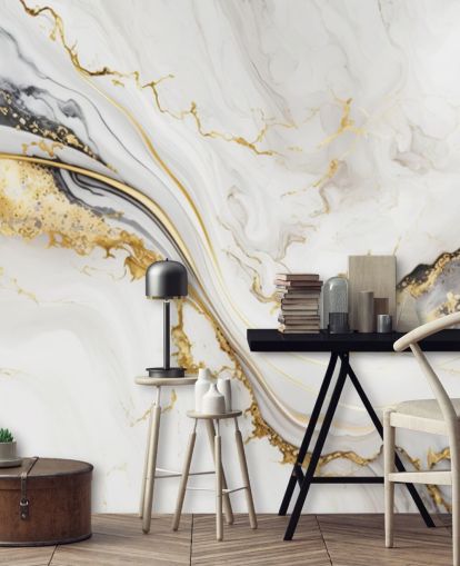 valkoinen, kulta ja musta marmorinen taustakuvamaalaus nimeltään White, Gold and Black Ink Marble kylpyhuoneisiin, ruokasaleihin ja keittiöihin valkoinen, kulta ja musta marmorinen taustakuvamaalaus nimeltään White, Gold and Black Ink Marble kylpyhuoneisiin, ruokasaleihin ja keittiöihin