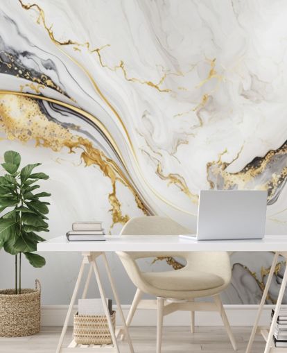 valkoinen, kulta ja musta marmorinen taustakuvamaalaus nimeltään White, Gold and Black Ink Marble kylpyhuoneisiin, ruokasaleihin ja keittiöihin valkoinen, kulta ja musta marmorinen taustakuvamaalaus nimeltään White, Gold and Black Ink Marble kylpyhuoneisiin, ruokasaleihin ja keittiöihin