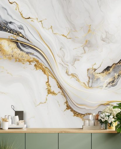 valkoinen, kulta ja musta marmorinen taustakuvamaalaus nimeltään White, Gold and Black Ink Marble kylpyhuoneisiin, ruokasaleihin ja keittiöihin valkoinen, kulta ja musta marmorinen taustakuvamaalaus nimeltään White, Gold and Black Ink Marble kylpyhuoneisiin, ruokasaleihin ja keittiöihin
