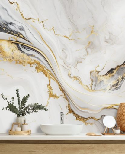hvid, guld og sort marmor tapet vægmaleri kaldet hvid, guld og sort blækmarmor til badeværelser, spisestuer og køkkener hvid, guld og sort marmor tapet vægmaleri kaldet hvid, guld og sort blækmarmor til badeværelser, spisestuer og køkkener