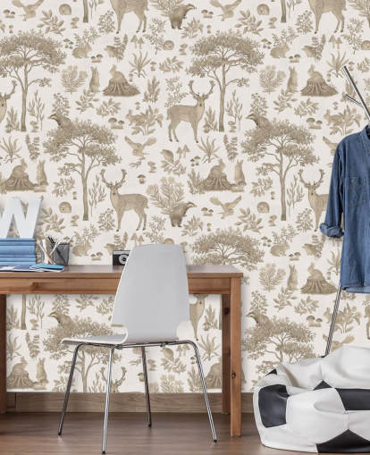 hvide børneskovtapetmaleri kaldet Vintage White Fantastic Forest af Kikki Belle til børns soveværelser hvide børneskovtapetmaleri kaldet Vintage White Fantastic Forest af Kikki Belle til børns soveværelser