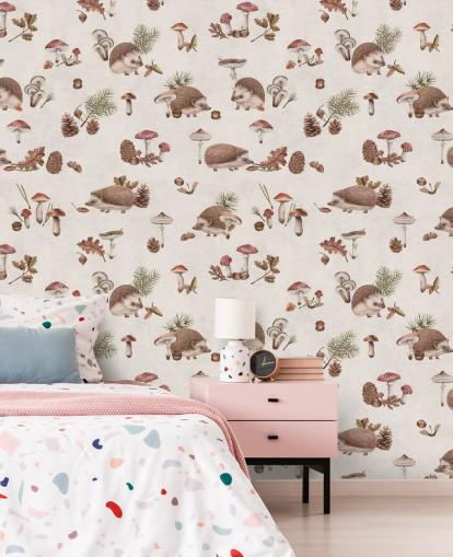 kids hedgehog wallpaper mural called Happy Hedgehogs by Kikki Belle for kids bedrooms and nurseries kids hedgehog wallpaper mural called Happy Hedgehogs by Kikki Belle for kids bedrooms and nurseries